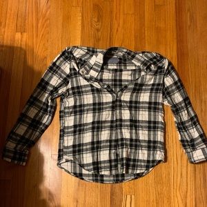Black and white button up flannel shirt